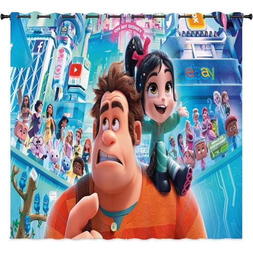 Rideau Occultant Princesses Disney, Rideau Occultant ¿¿ ?Illets Imprim¿¿ 3d Cendrillon Raiponce Pour Chambre D'enfant, 2 X 100 X 140 Cm