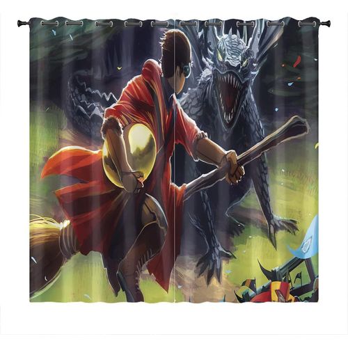 Rideaux Harry Avec ?Illets De Rideau Occultant, Ensemble De Rideaux Occultants Hermione De L'¿¿Cole De Poudlard Pour Chambres D'enfants, 2 X 100 X 140 Cm