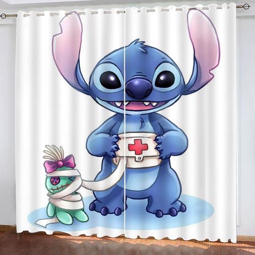 Lilo & Stitch Rideaux Occultants Pour Chambre ¿¿ Coucher, Dessins Anim¿¿S Anime Stitch Rideaux 100% Polyester Avec Oeillets Pour Chambre D'enfant, 2 X 100 X 140 Cm