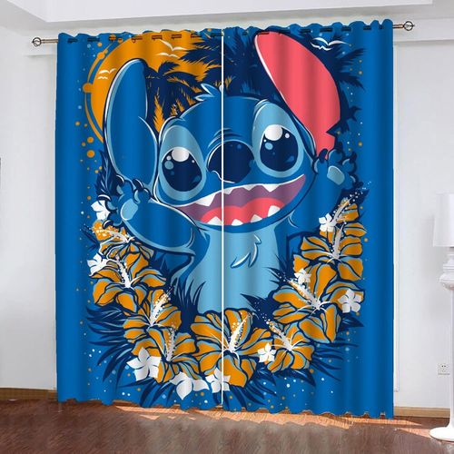 Lilo & Stitch Rideaux Occultants Pour Chambre ¿¿ Coucher, Dessins Anim¿¿S Anime Stitch Rideaux 100% Polyester Avec Oeillets Pour Chambre D'enfant, 2 X 100 X 140 Cm