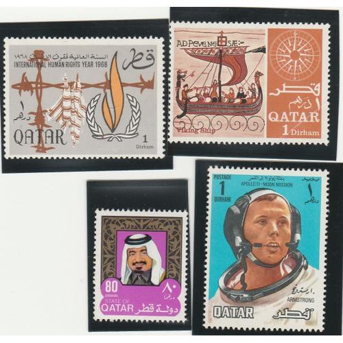 4 Timbres Neufs Du Qatar Emis Entre 1967 Et 1977