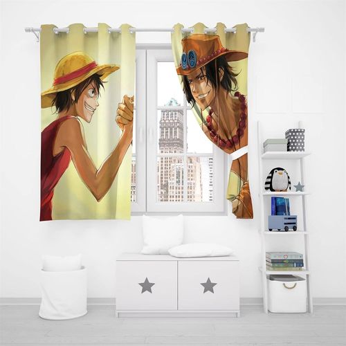 Rideau Occultant Pour Chambre ¿¿ Coucher, Impression 3d Luffy Zoro, Rideau Coulissant Pour Chambre D'enfant, Opaque Pour Salon, 2 X 100 X 140 Cm