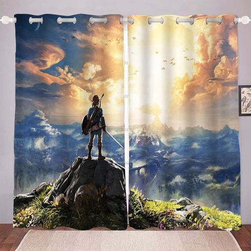 Zelda Rideau Occultant En Tissu Pour Chambre D'enfant, Dessus ¿¿ ?Illets Pour Rideaux, Impression Num¿¿Rique 3d, 100 % Polyester, 2 X 100 X 140 Cm