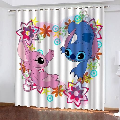 Lilo & Stitch Rideaux Occultants Pour Chambre ¿¿ Coucher, Dessins Anim¿¿S Anime Stitch Rideaux 100% Polyester Avec Oeillets Pour Chambre D'enfant, 2 X 100 X 140 Cm