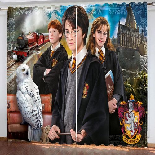 Rideaux Harry Poter Occultants ¿¿ ?Illets Pour Chambre ¿¿ Coucher, Ensemble De 2 Rideaux Occultants De L'¿¿Cole De Poudlard Pour Chambres D'enfants, 2 X 100 X 140 Cm