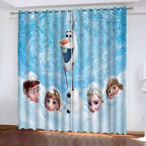 Ensemble De Rideaux Occultants Anime Frozen, Dessins Anim¿¿S Anna Elsa Kristoff, ?Illets, Pour Chambre D'enfant, Salon, Chambre ¿¿ Coucher, D¿¿Coration, 2 X 100 X 140 Cm