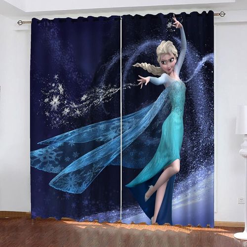 Ensemble De Rideaux Occultants Anime Frozen, Dessins Anim¿¿S Anna Elsa Kristoff, ?Illets, Pour Chambre D'enfant, Salon, Chambre ¿¿ Coucher, D¿¿Coration, 2 X 100 X 140 Cm