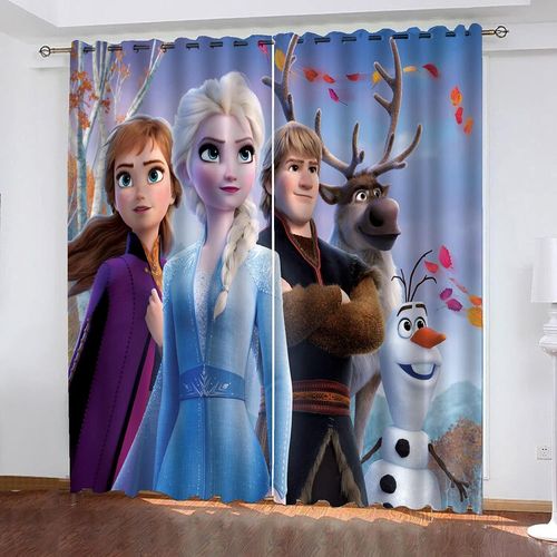 Ensemble De Rideaux Occultants Anime Frozen, Dessins Anim¿¿S Anna Elsa Kristoff, ?Illets De Rideau Occultant, Pour La D¿¿Coration Du Salon Et De La Chambre ¿¿ Coucher, 2 X 100 X 140 Cm