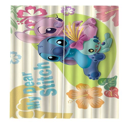 Rideaux Stitch Rideaux Occultants ¿¿ ?Illets Pour Chambre ¿¿ Coucher, Ensemble De Rideaux Occultants Anime Lilo & Stitch Pour Chambres D'enfants, 2 X 100 X 140 Cm