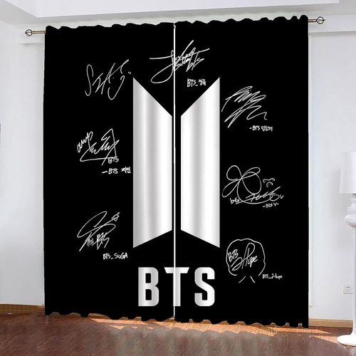 Bts Rideau Occultant ¿¿ Impression Num¿¿Rique 3d 100 % Polyester Pour Chambre D'enfant, ?Illets Sup¿¿Rieurs Pour Rideaux, 2 X 100 X 140 Cm