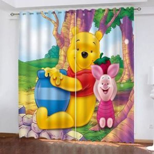 Rideau Occultant Winnie L'ourson - Pour Chambre D'enfant - ¿¿ ?Illets - 100% Polyester, 2 X 100 X 140 Cm