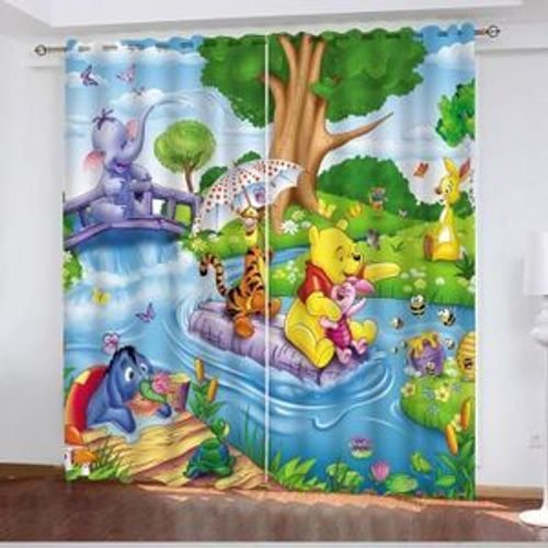 Rideau Occultant Winnie L'ourson - Pour Chambre D'enfant - ¿¿ ?Illets - 100% Polyester, 2 X 100 X 140 Cm