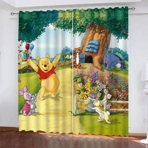 Rideau Occultant Winnie L'ourson - Pour Chambre D'enfant - ¿¿ ?Illets - 100% Polyester, 2 X 100 X 140 Cm