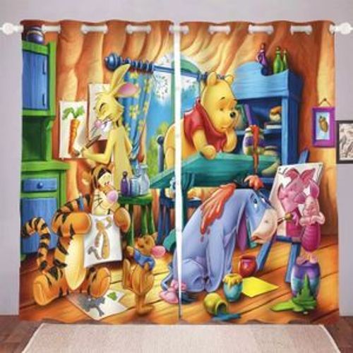 Winnie L'ourson Rideau Occultant ¿¿ ?Illets Pour Chambre ¿¿ Coucher, Enfants, 100 % Polyester, Chambre D'enfant, Gar?On, 2 X 100 X 140 Cm