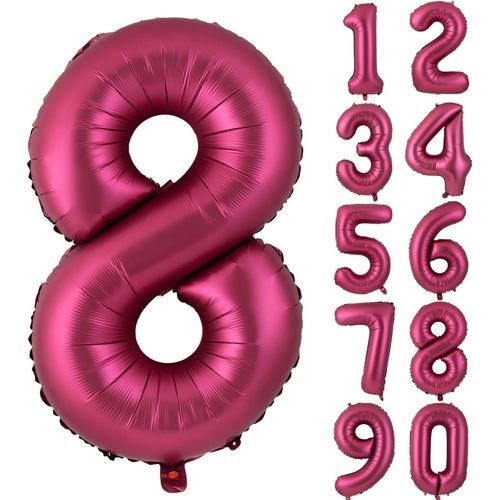 Ershi-Lot De 8 Ballons En Forme De Chiffre, 101 Cm, Bordeaux, Feuille De Vin, À L'hélium, Grands Ballons Pour Décoration D'anniver[11411]