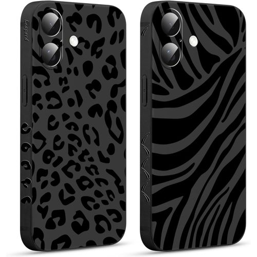 Ershi-2 Pièces Coque Pour Iphone 16 Plus 6,7"", Etui Avec Motif Animaux Léopard Zèbre Et Peint Dessin Latéral Souple Silicone Case [4101]