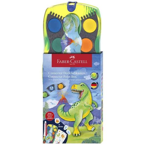 Faber-Castell Boîte De Peinture Connector Dino, 12 Couleurs