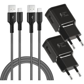 ERSHI-Chargeur Adaptateur et Câble USB Type C en Nylon 2 m Adaptateur Charge Rapide Compatible avec Samsung Galaxy S22/S21/S20/S10[333]