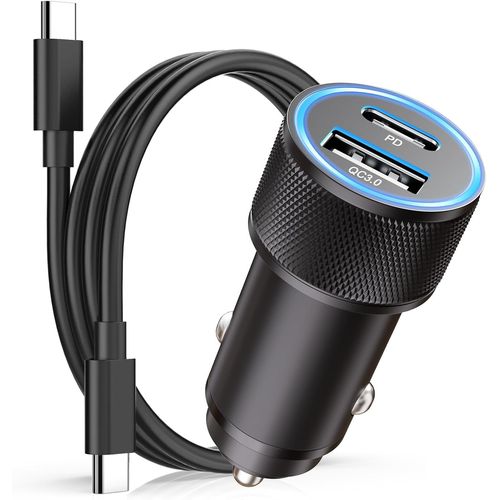 Ershi-Chargeur Allume Cigare Usb C Rapide 60w, Chargeur Voiture Usbc Pd&qc3.0 Rapide Adaptateur Prise Allume Cigare Usb Avec Câble[653]