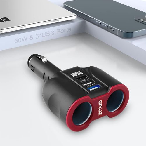 ERSHI-120W Chargeur de Voiture avec Interrupteur USB Adaptateur Splitter Prise Allume-Cigare 12V/24V DC avec connecteurs QC 3.0 et[2064]