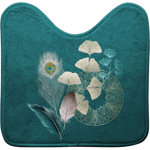ERSHI-, Tapis Contour WC (45 x 45 cm) Ginkoblue, Microfibre Imprimée[419]