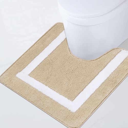 ERSHI-Tapis Contour WC Beige Tapis Toilette Tapis de Bain Antidérapant Absorbant Tapis Salle de Bain Lavable Machine Tapis de Sol [1104]