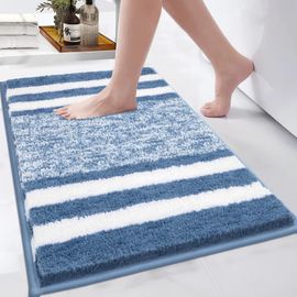 Ershi-Tapis De Bain Doux, En Microfibre Moelleuse Et Antidérapante - Absorbant L'eau, Lavable Et Épais - Pour Salle De Bain (Bleu,[509]