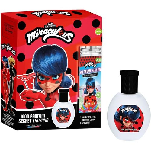 Miraculous Ladybug Coffret Parfum Enfant Fille Eau De Toilette 30ml + 1 Brume Parfumée 100ml Senteur Fruitée-Florale Fabriqué En France 