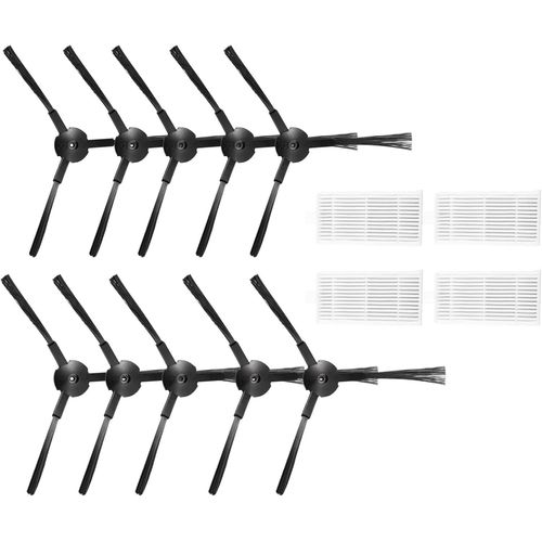 Lot de 10 brosses latérales + 4 filtres HEPA pour Briciola 2711 2712 2713 2717 2717 Robot HOFER Nettoyant Pièces Accessoires