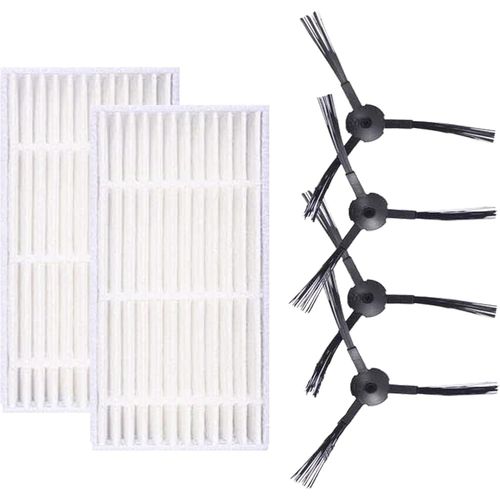 Lot de 2 filtres, 4 brosses latérales, accessoires de rechange pour robot Medion E32 (MD 18510), E32 SW (MD 18503), MD16192, MD18500, MD18501, MD18600