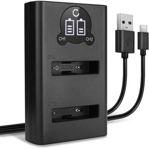 Chargeur Double en-EL5 Smart et Rapide Compatible avec Nikon CoolPix P510 P530 P520 P500 P300 P100 P90 P80 P6000 P5100 P5000 S10 5200 + Câble USB MH-61 Câble de Charge Alimentation Dual