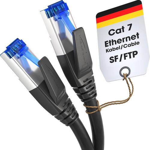 Câble Ethernet Cat 7 ¿ 5 m ¿ Câble Réseau, Câble RJ45/LAN de 10 Gigabits ¿ Disponible en 0,25-30 m (approprié pour les réseaux à haute vitesse, commutateur/routeur/modem, noir)