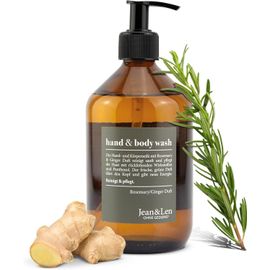 Savon Pour Les Mains Et La Douche Rosemary Et Ginger, Nettoie Et Soigne La Peau, Parfum Frais Et Épicé, Savon Liquide Sans Silicone, Parabène & Microplastique, Bouteille En Verre 500 Ml 