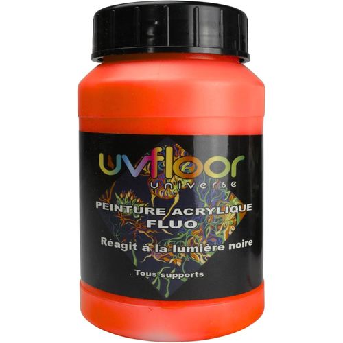 Peinture Acrylique Rouge Fluo - Spéciale Lumière Noire Et Ultra Violet - Flashy - Fluide Et Ultra Pigmentée - Fluorescent - 250ml