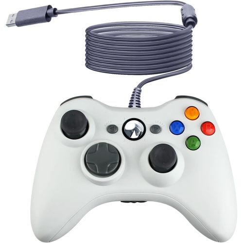 Manette De Jeu Usb Filaire Pour Console Microsoft Xbox 360 Windows Pc Ordinateur Portable Jeu Vidéo Couleur Blanc