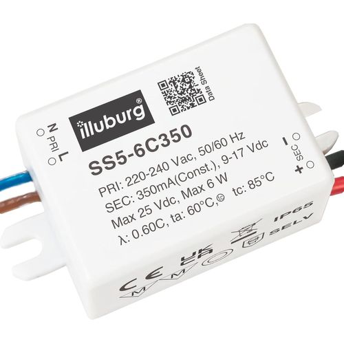 Transformateur LED 350mA 6W Étanche IP65 Courant Constant pour Lampe de LED Bloc d'Alimentation Driver LED Blanc