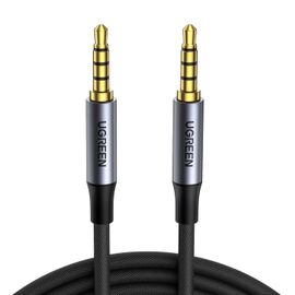 Câble Audio Jack 3.5mm 4 Pôles pour Casque Micro Câble Auxiliaire Jack Stéréo en Nylon Tressé Compatible avec iPhone SE iPad iPod Casque Chaîne HiFi Autoradio Amplificateur (2M)