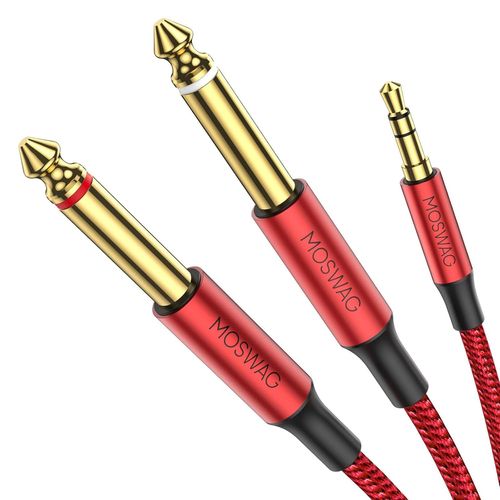 3,5 mm 1/8 ""fiche TRS vers 2X 6,35 mm 1/4"" fiche TS Mono-Stereo-Y-Splitter câble compatible 3M pour systèmes stéréo domestiques, ordinateurs portables,enregistreurs-mixeurs audio, MP3, etc