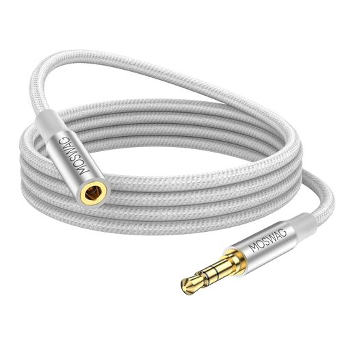 Câble d'extension 3,5 mm Câble d'extension audio mâle à femelle 5m Cordon en nylon tressé Compatible avec les autoradios, les smartphones, les écouteurs, les tablettes, les lecteurs multimédias