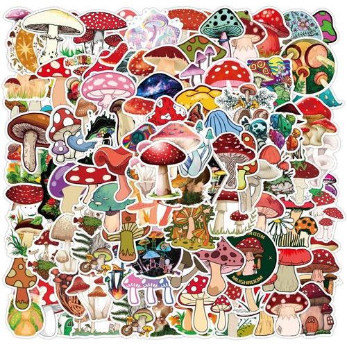 Champignon Lot De 100 Autocollants Pour Ordinateur Portable En Vinyle Bombes Pour Voiture, Bagage, Skateboard, Moto, Pour Adolescent Et Adulte