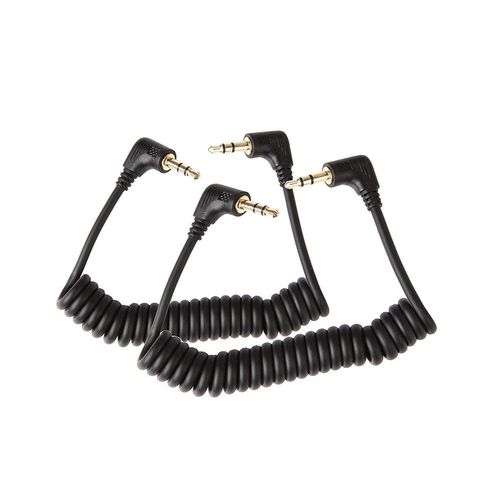 Lot de 2 câbles audio de 3,5 mm - Mini câble de casque spiralé de 50 cm - Prise jack TRS de 3,5 mm mâle vers mâle - Câble spiralé audio auxiliaire stéréo (jusqu'à 50 cm)