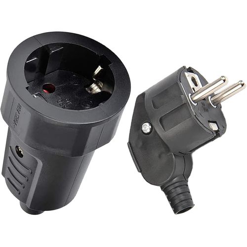 1 Pièces Prise Femelle Noire étanche, avec 1 Pièces Prise Male 220v, Fiche de Contact avec La Terre, Prise Tertiaire Noire, 250 V/16 A, Très Adaptée Aux Chantiers Extérieurs, Commerciaux