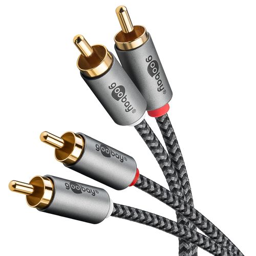 Câble Cinch stéréo 1 m / 2 Prises Cinch vers 2 Prises Cinch/câble RCA Câble pour amplificateur Blu Ray HiFi stéréo/câble Audio Textile doré