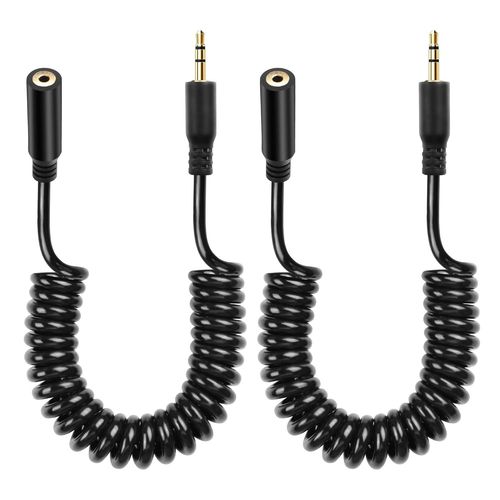 Lot de 2 câbles audio 2,5 mm, TRS 3 broches mâle vers mâle stéréo auxiliaire en spirale pour caméscope, appareil photo, télécommande d'appareil photo, casque, blaster infrarouge et émetteur