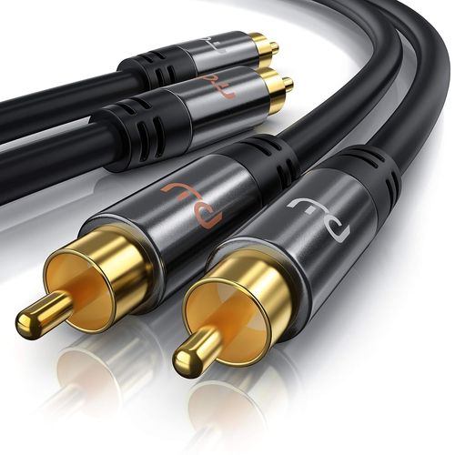 Primewire - Câble audio HQ stéréo RCA 1m - Câble coaxial - 2 x cinch RCA mâle vers 2 x cinch RCA mâle entrée AUX - Connecteurs de précision - Pour amplificateurs, chaînes stéréo, système HiFi