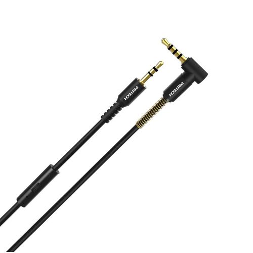 Câble Audio stéréo, Adaptateur Jack 3,5 mm avec connecteurs en métal plaqué Or avec Microphone 1 mètre. (Noir)