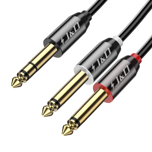 6.35mm Mono Audio Câble, Plaqué Or 2 x 6.35mm (1/4 Pouce) TS Mono insérer Audio Câble avec Tresse en Nylon et en Alliage de Zinc pourAppareils de Cinéma Maison, Amplificateurs