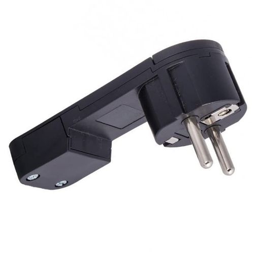 Prise plate murale extra-plate - Prise mâle plate pour coupler câble rallonge prise (250 V - 16 A) (noir)