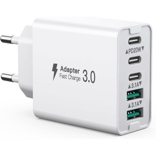 Chargeur Usb C, Bloc De Charge 5 Ports, 50w Multi Usb C Station De Charge, Multiport Type C Chargeur, Chargeur Rapide Pd, Compatible Avec Iphone 12/13/14/15/Samsung S23/S22/S21/Xiaomi/Huawei/Oppo.
