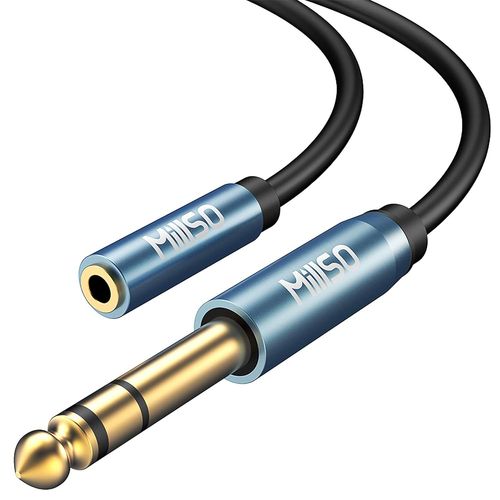 Adaptateur Jack 6.35 mm Mâle vers 3.5 mm Femelle Casque Prise Adaptateur 6.35 3.5 Audio Connecteur Stéréo Headphone Jack Adapter Plaqué - 2M